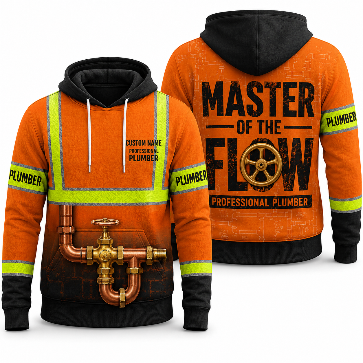 Custom Name Professional Plumber Master of the Flow 3D Hoodie