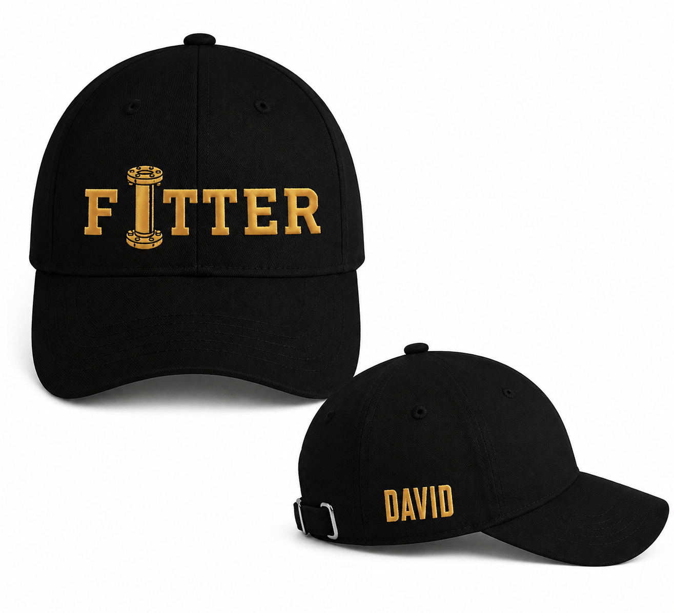 Custom Name Pipe Fitter Built To Fit Embroidered Cap