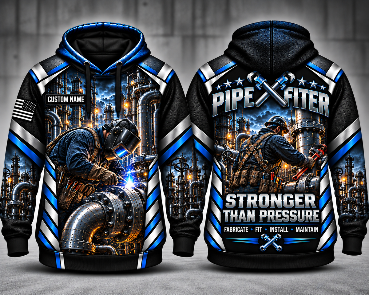 Custom Name Pipe Fitter Stronger Than Pressure 3D Hoodie