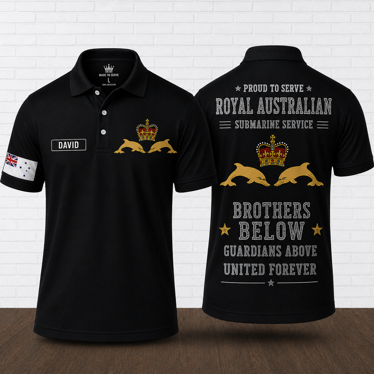 Custom Name Royal Australian Submarine Service Brothers Below Polo Shirt