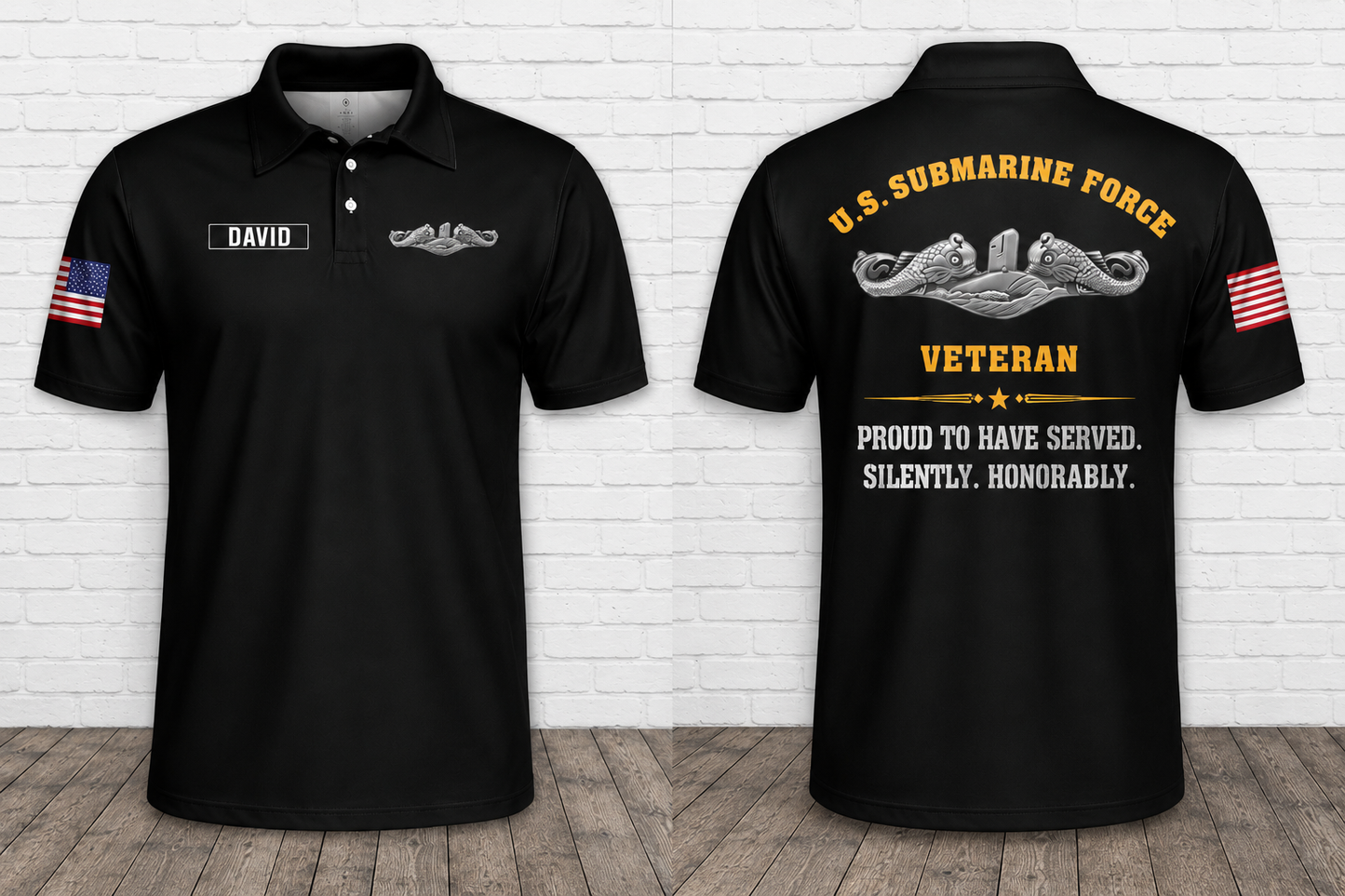Personalized U.S. Submarine Force Veteran Polo Shirt - Proud to Have Served Silently Honorably
