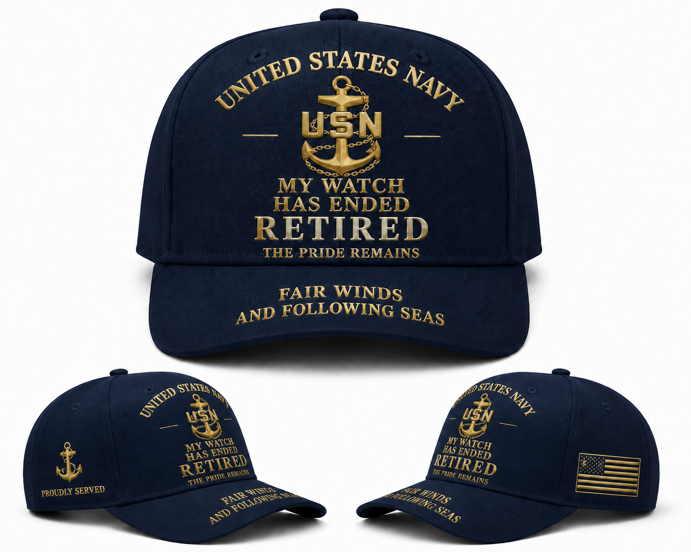 US Navy Retired Veteran My Watch Has Ended Baseball Cap