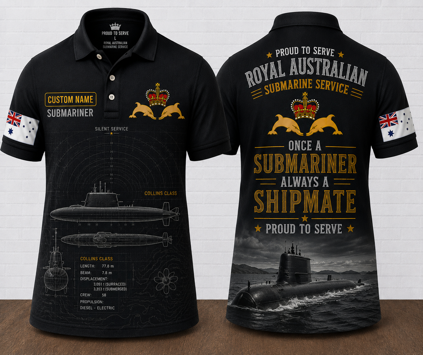 Custom Royal Australian Submarine Service Collins Class Polo Shirt