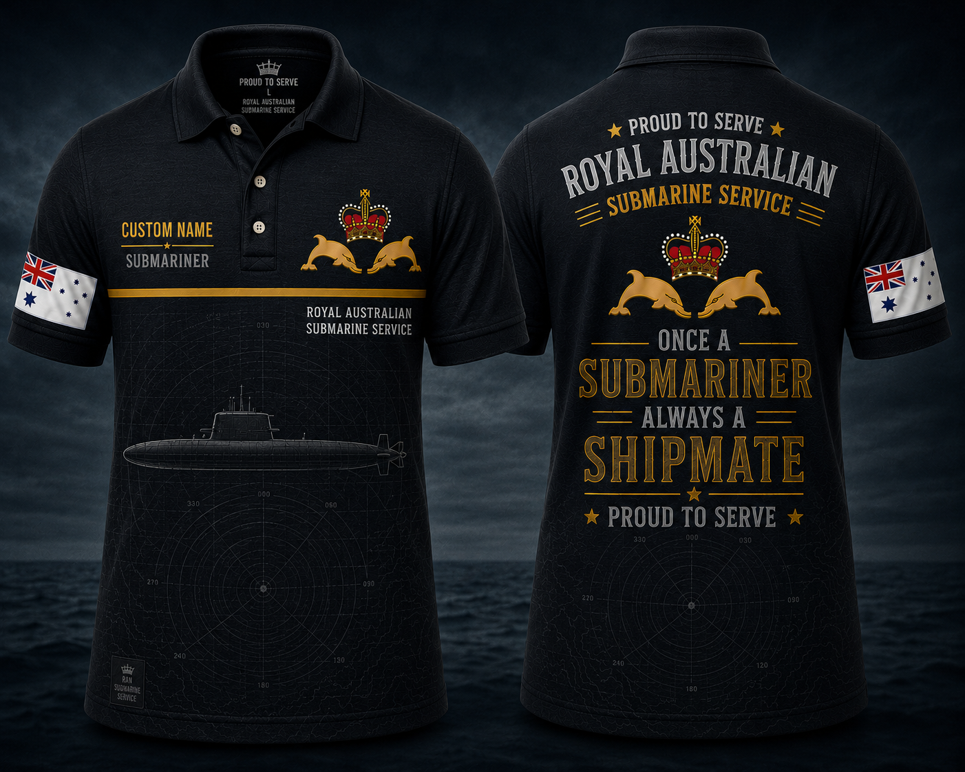 Custom Royal Australian Submarine Service Silent Service Polo Shirt