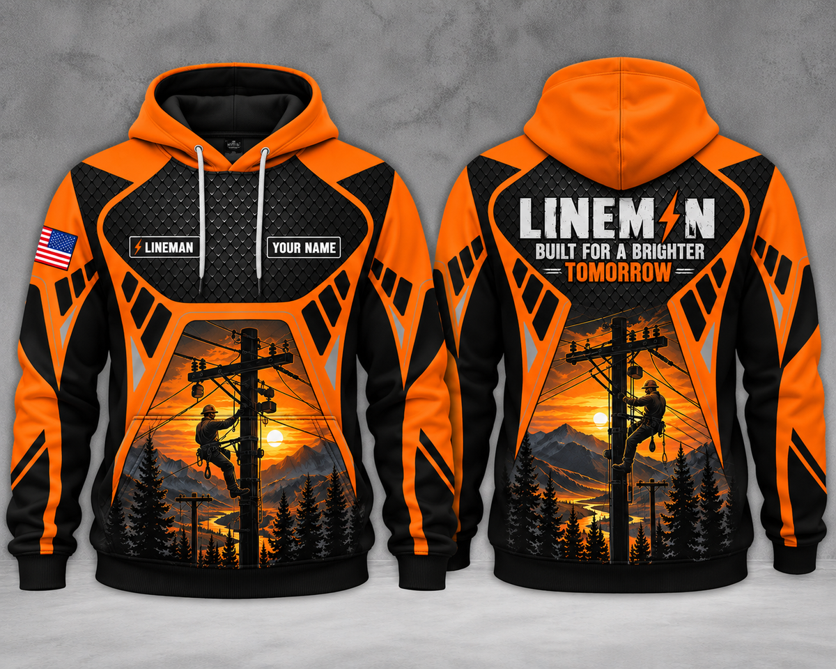 Lineman Built For A Brighter Tomorrow Custom Name 3D Hoodie