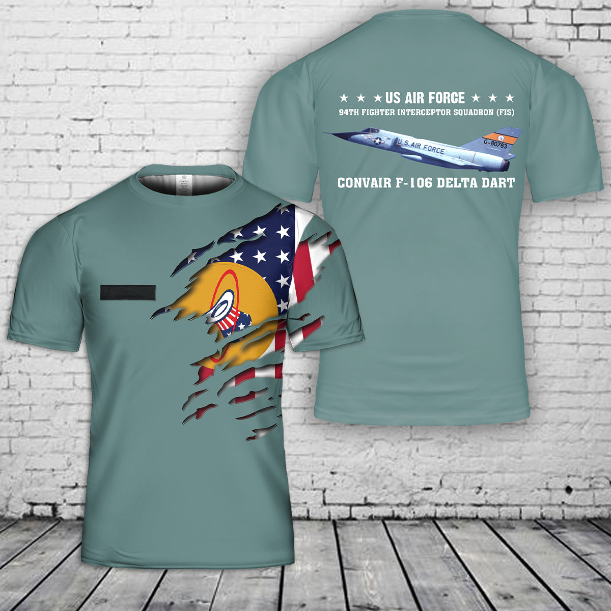 Custom Name US Air Force 94th FIS F-106 58 0783 T-Shirt 3D