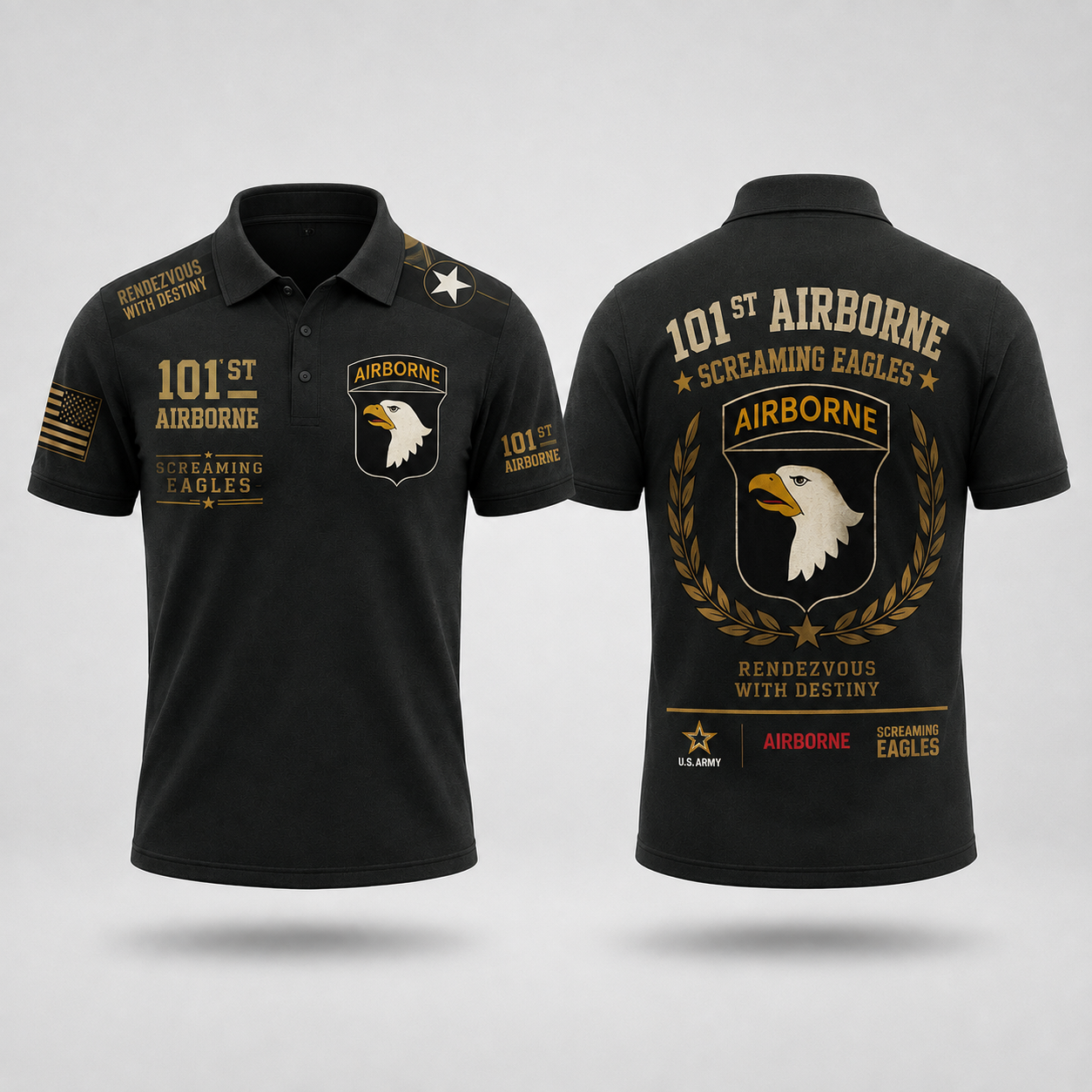 101st Airborne Screaming Eagles Rendezvous With Destiny Polo Shirt