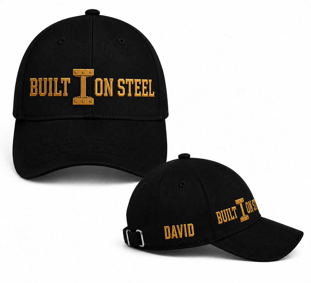 Custom Name Ironworker Built On Steel Embroidered Cap