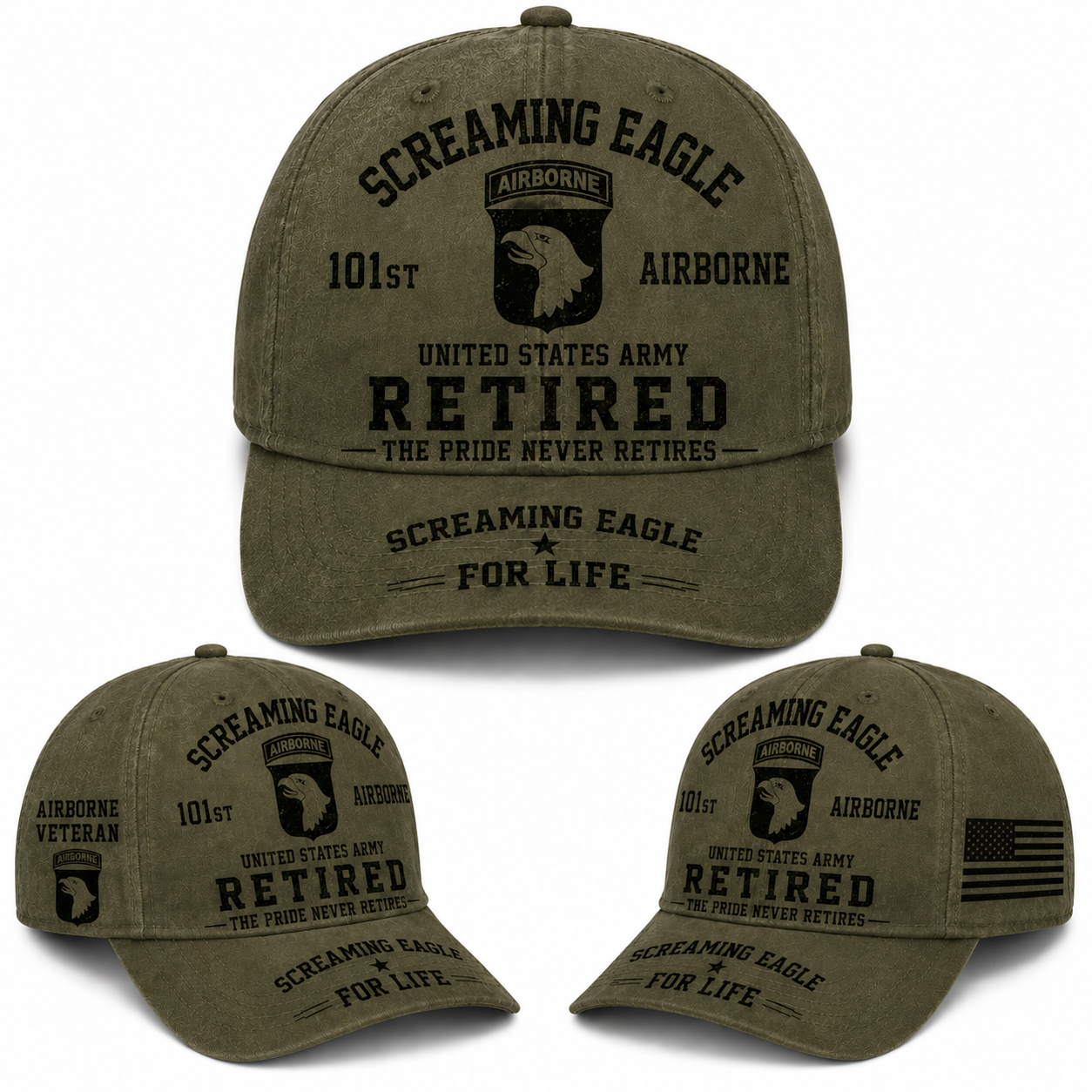 101st Airborne Screaming Eagles Retired Veteran Baseball Cap