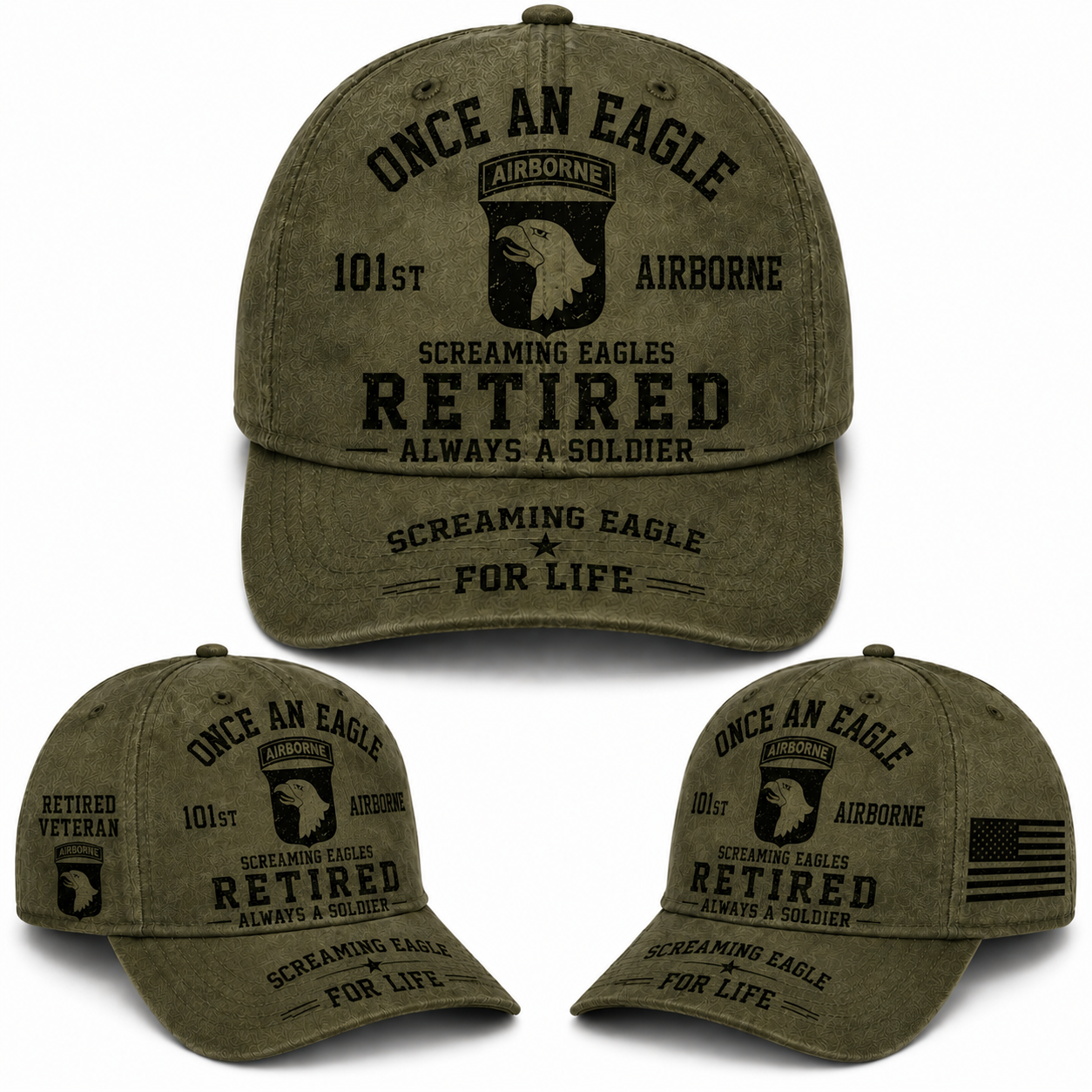 101st Airborne Once An Eagle Retired Veteran Baseball Cap