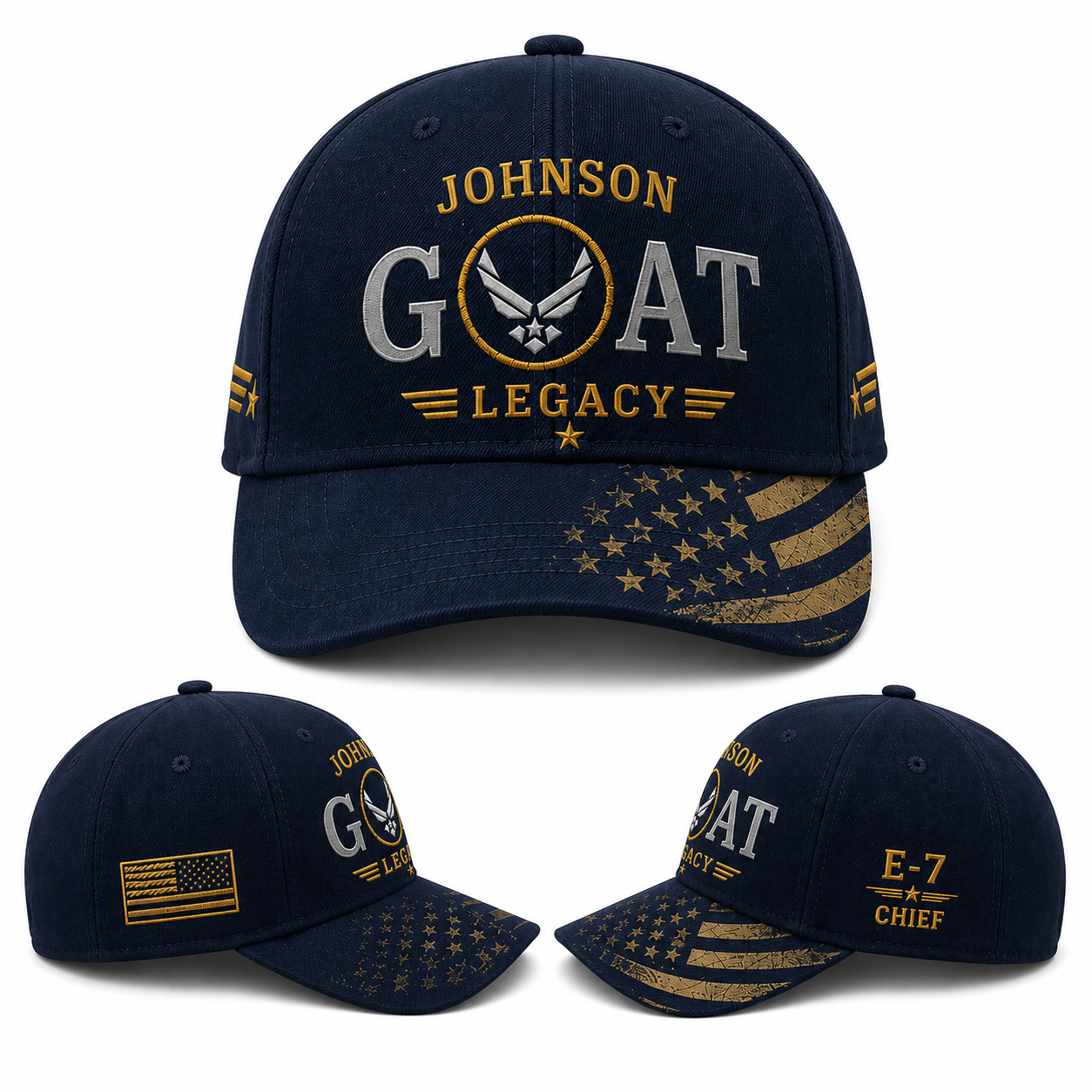 Personalized Air Force GOAT Legacy Baseball Cap Custom Name Veteran Gift Hat