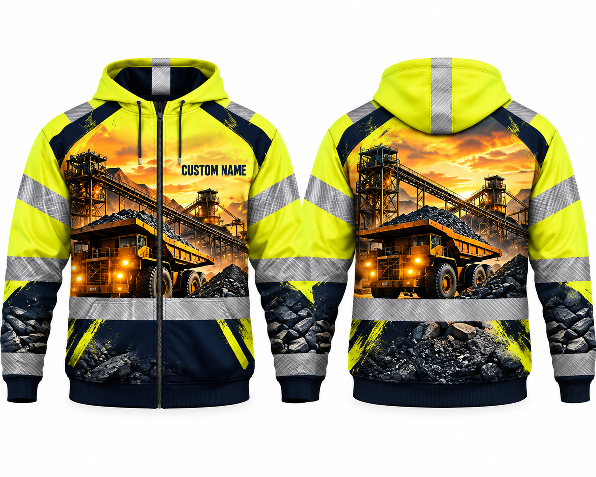 Personalized Coal Mining 3D Zip Hoodie - Heavy Equipment Operator