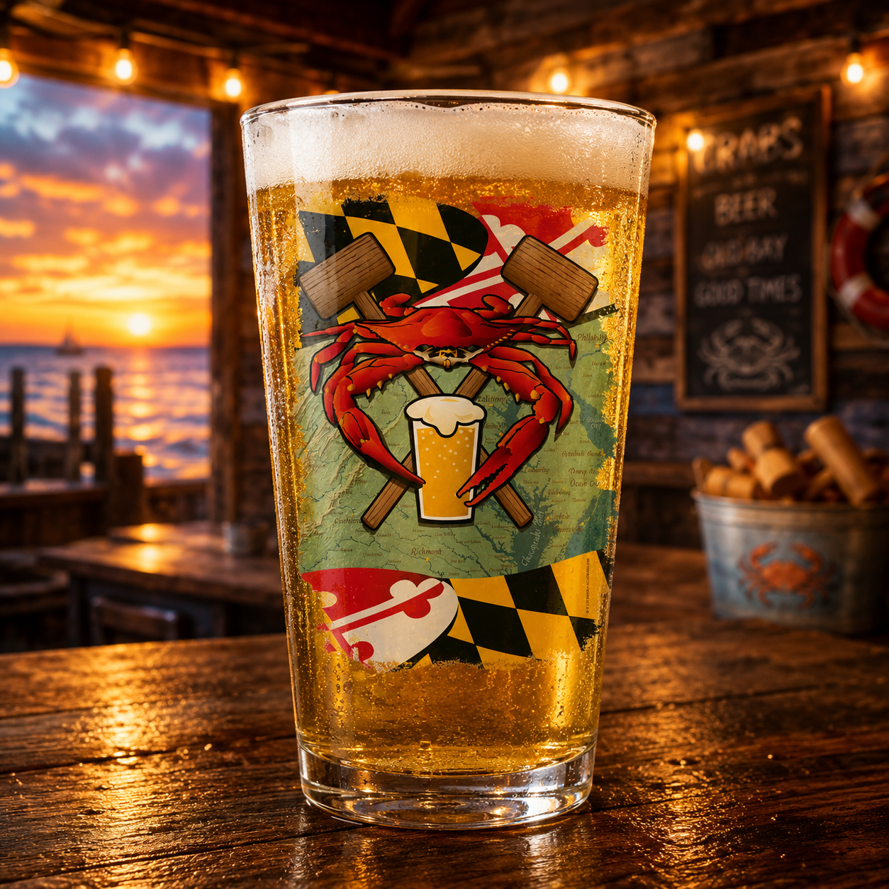 Maryland Crab Feast 16oz Pint Beer Glass