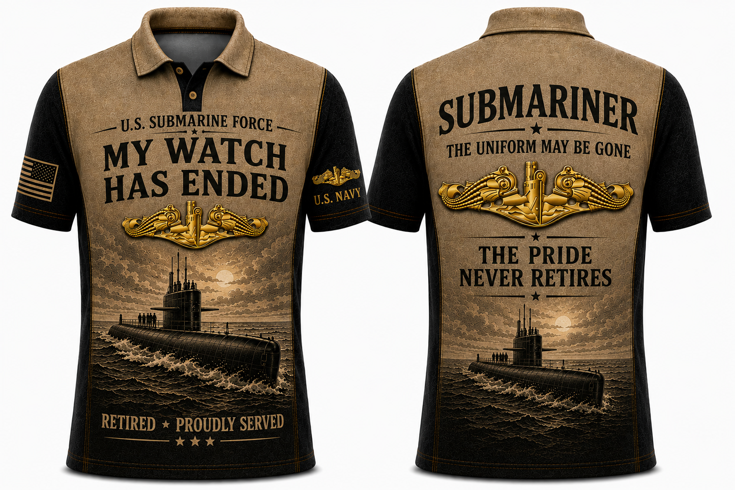 US Navy Submarine Force My Watch Has Ended Retired Veteran Polo Shirt