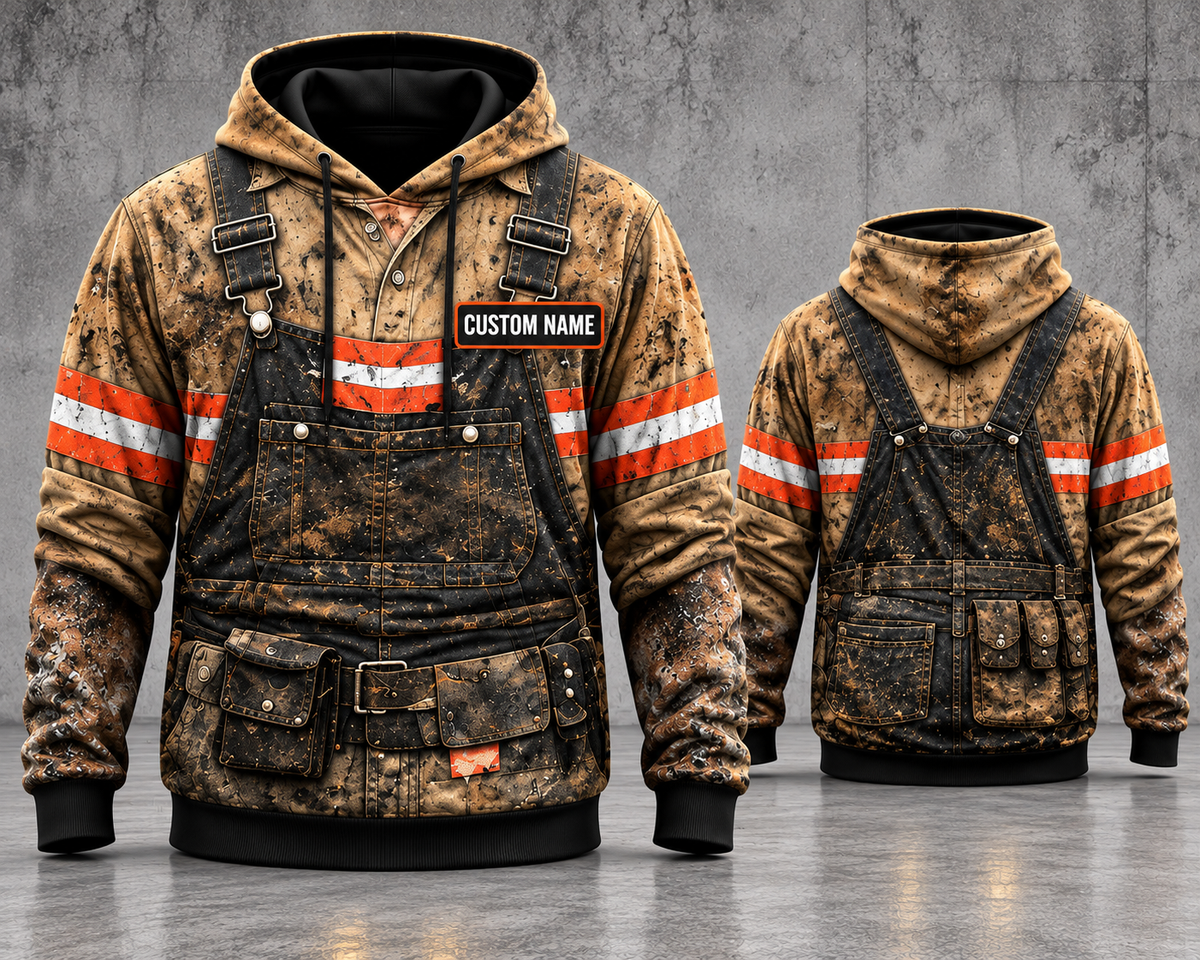 Personalized Coal Miner Workwear 3D Hoodie - Custom Name Vintage Mining Overalls