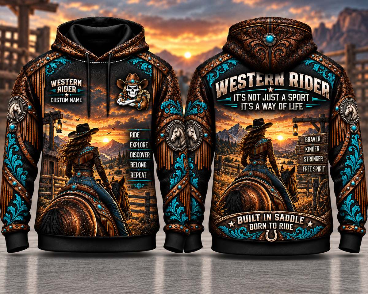 Personalized Western Rider Built In The Saddle Born To Ride 3D Hoodie