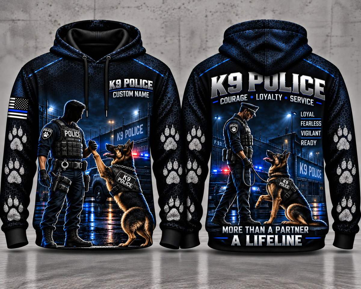 K9 Police Custom Name 3D Hoodie - Courage Loyalty Service - More Than a Partner, A Lifeline
