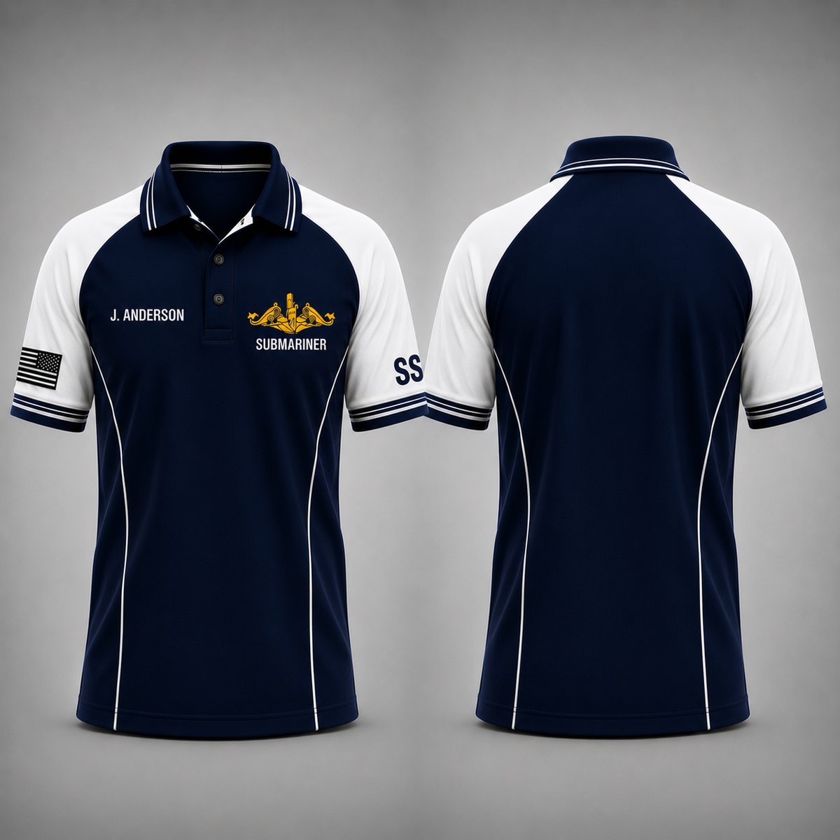 Custom Name US Submariner Dolphins 3D Polo Shirt