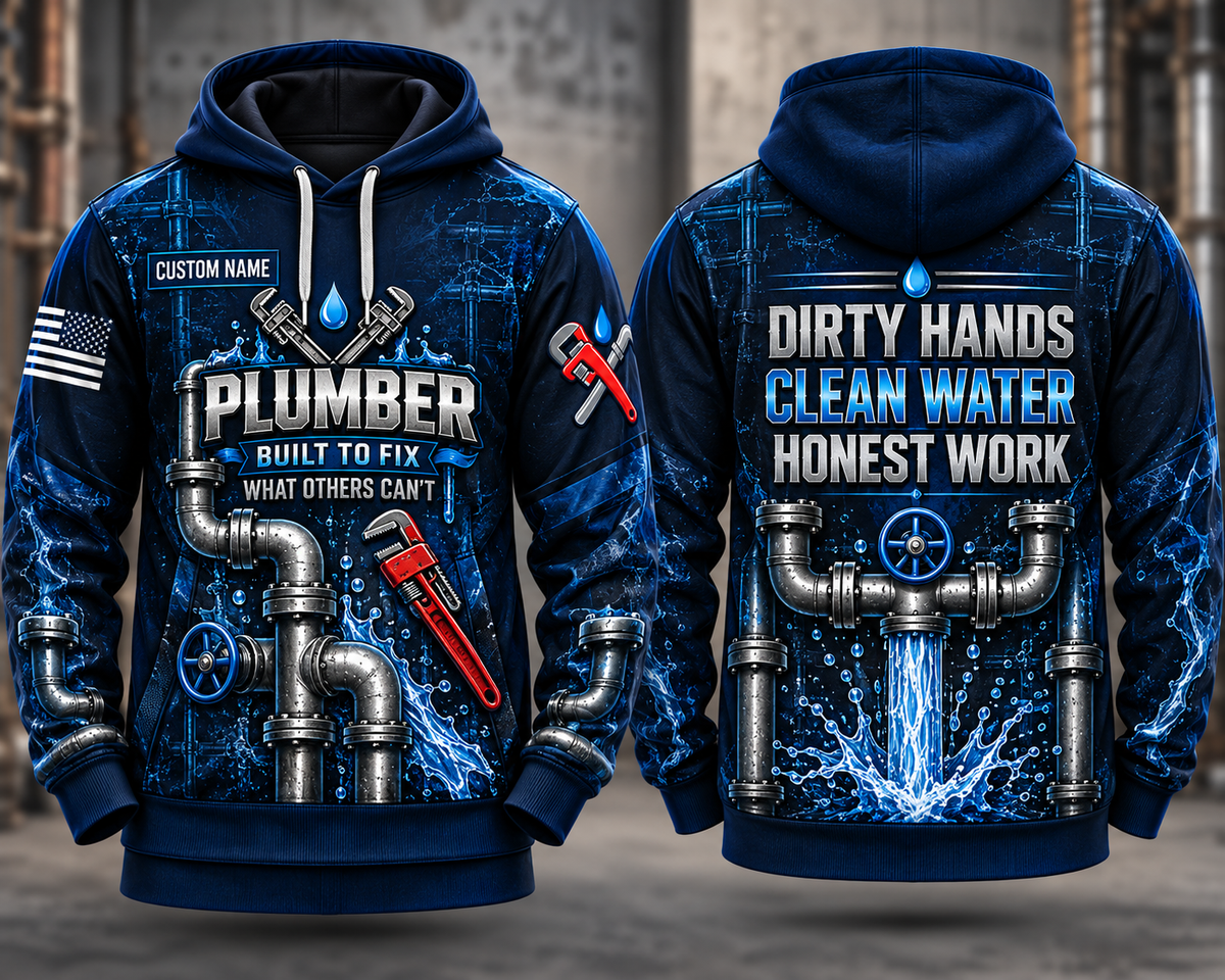 Plumber Built To Fix It Custom Name 3D Hoodie
