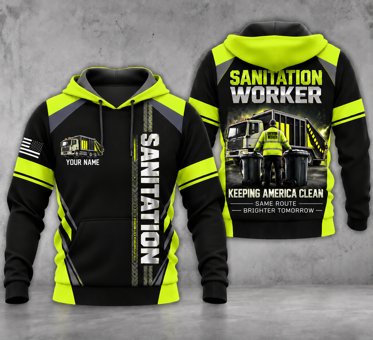 Custom Sanitation Worker 3D Hoodie - Keeping America Clean