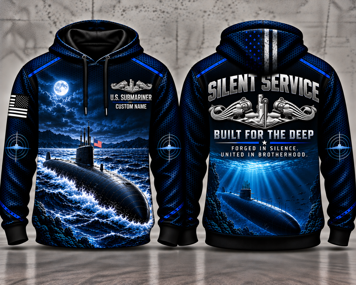 US Navy Submariner Built for the Deep Custom Name 3D Hoodie - Silent Service