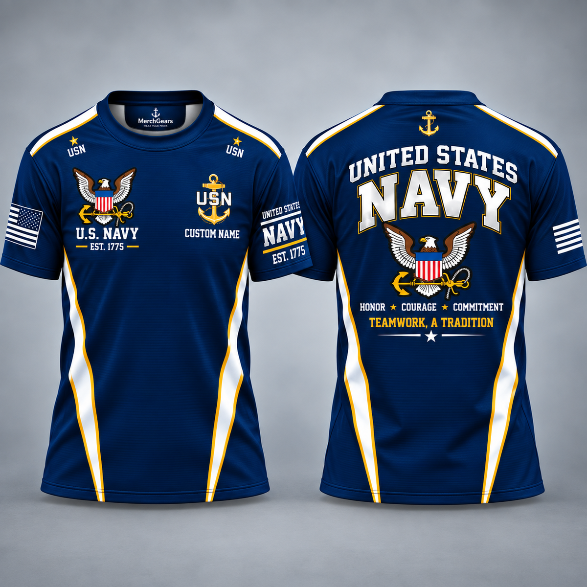Custom Name United States Navy Veteran 3D T-Shirt