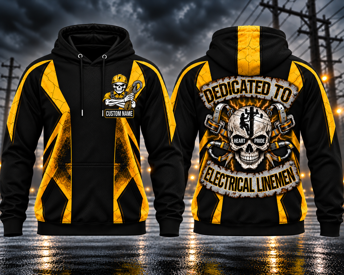 Electrical Lineman Dedicated to the Trade Custom Name 3D Hoodie