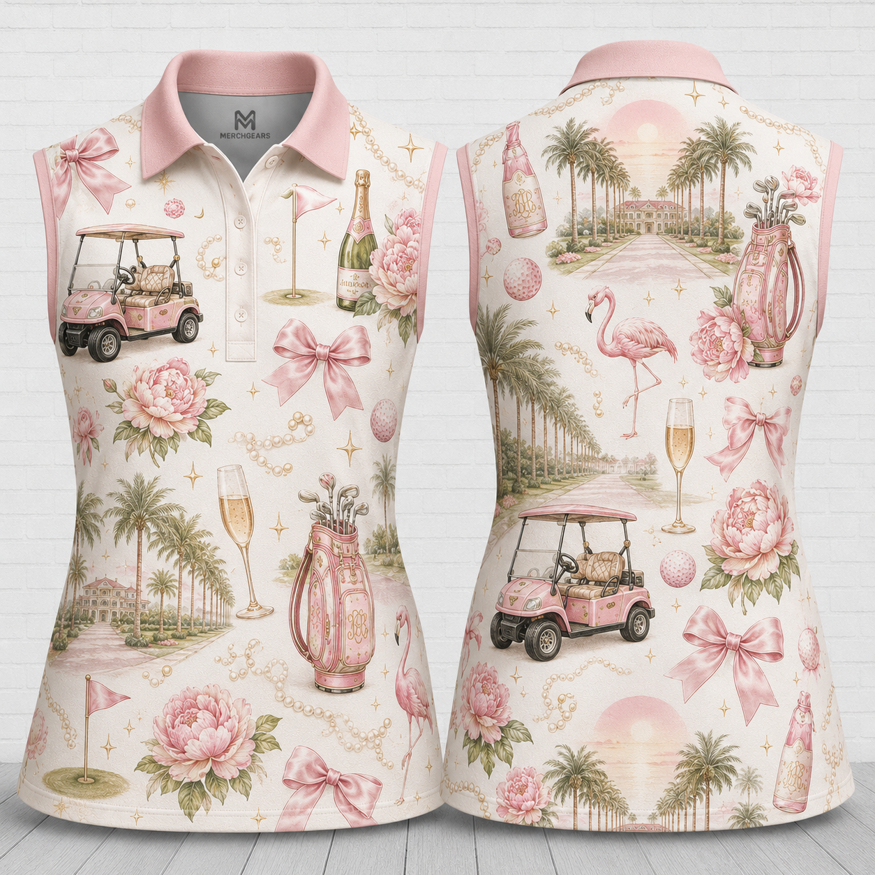 Pink Paradise Golf Women's Sleeveless Polo Shirt