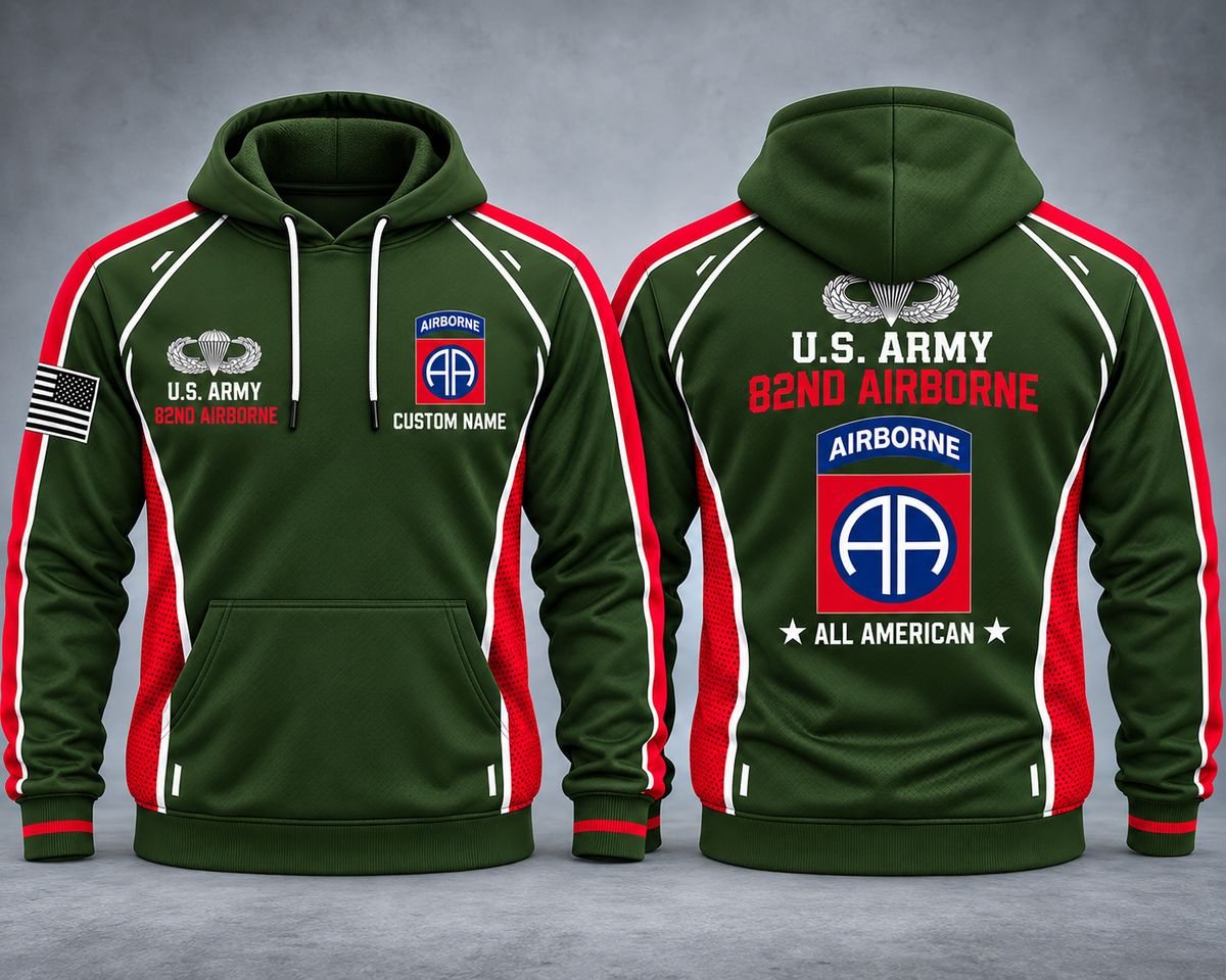US Army 82nd Airborne All American Custom Name 3D Hoodie