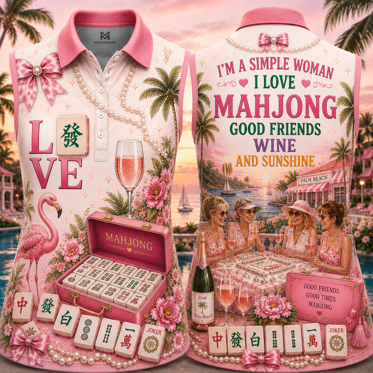 Personalized Mahjong Paradise Women's Polo Shirt