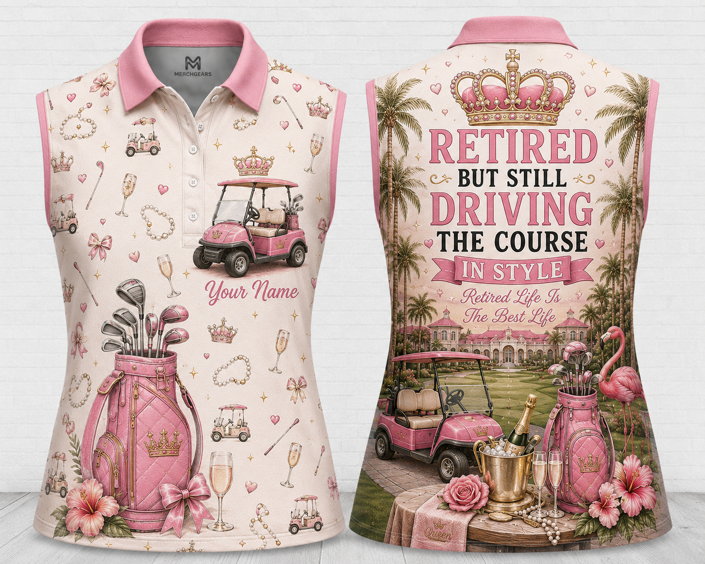 Personalized Retired Queen Of The Course Golf Women's Sleeveless Athleisure Polo Shirt