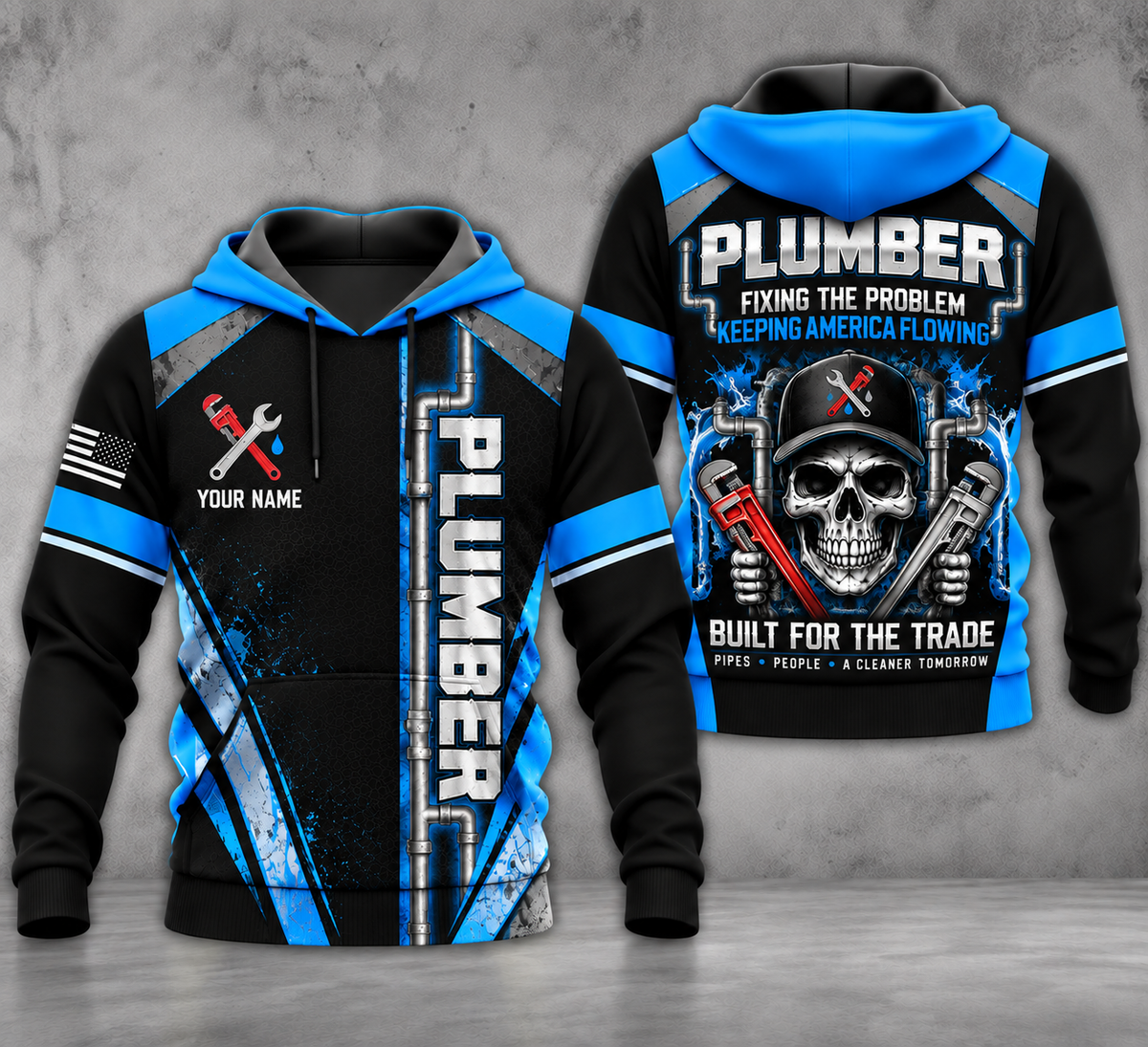 Custom Plumber 3D Hoodie - Built For The Trade
