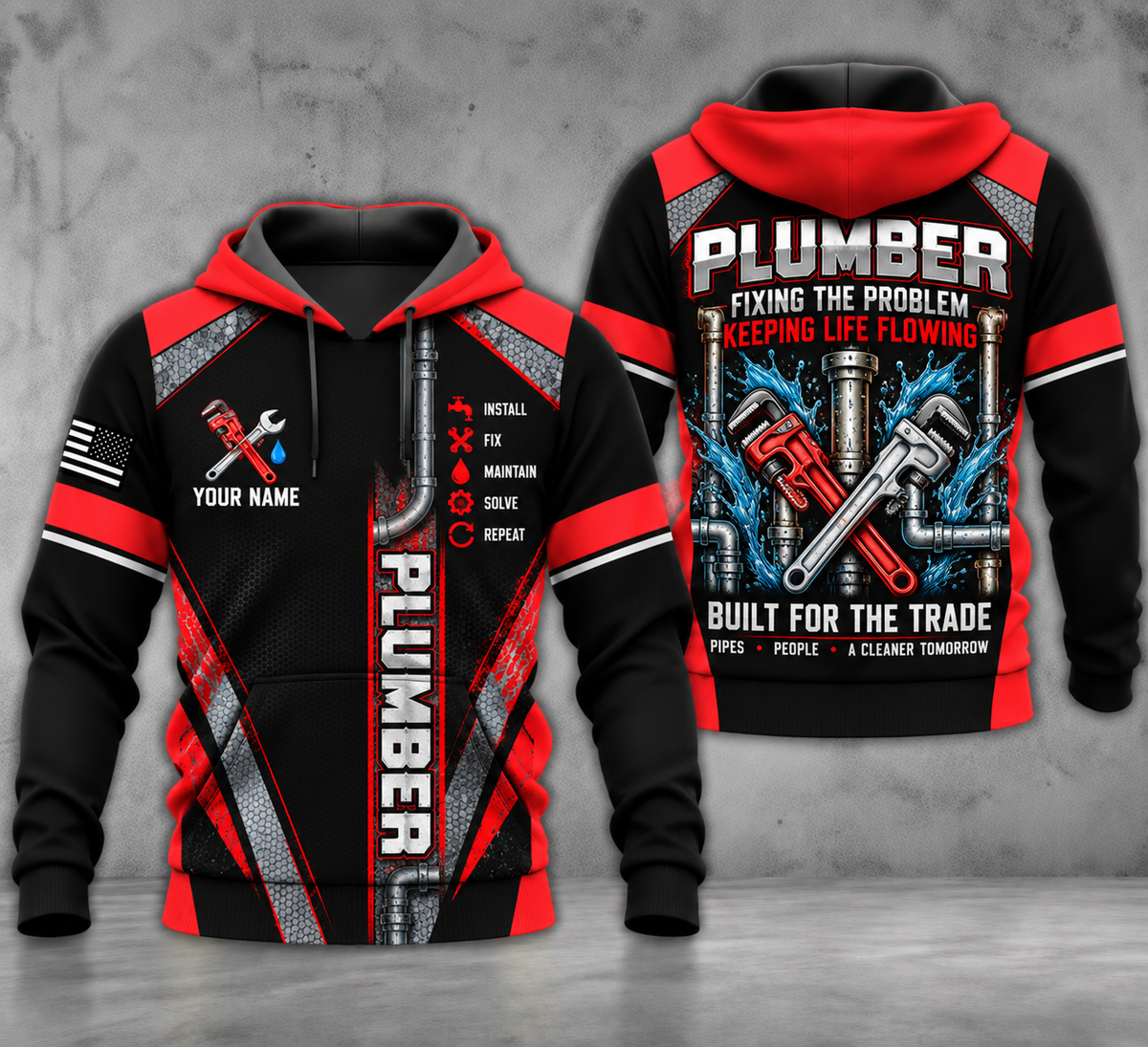 Custom Plumber 3D Hoodie - Fixing The Problem, Keeping Life Flowing