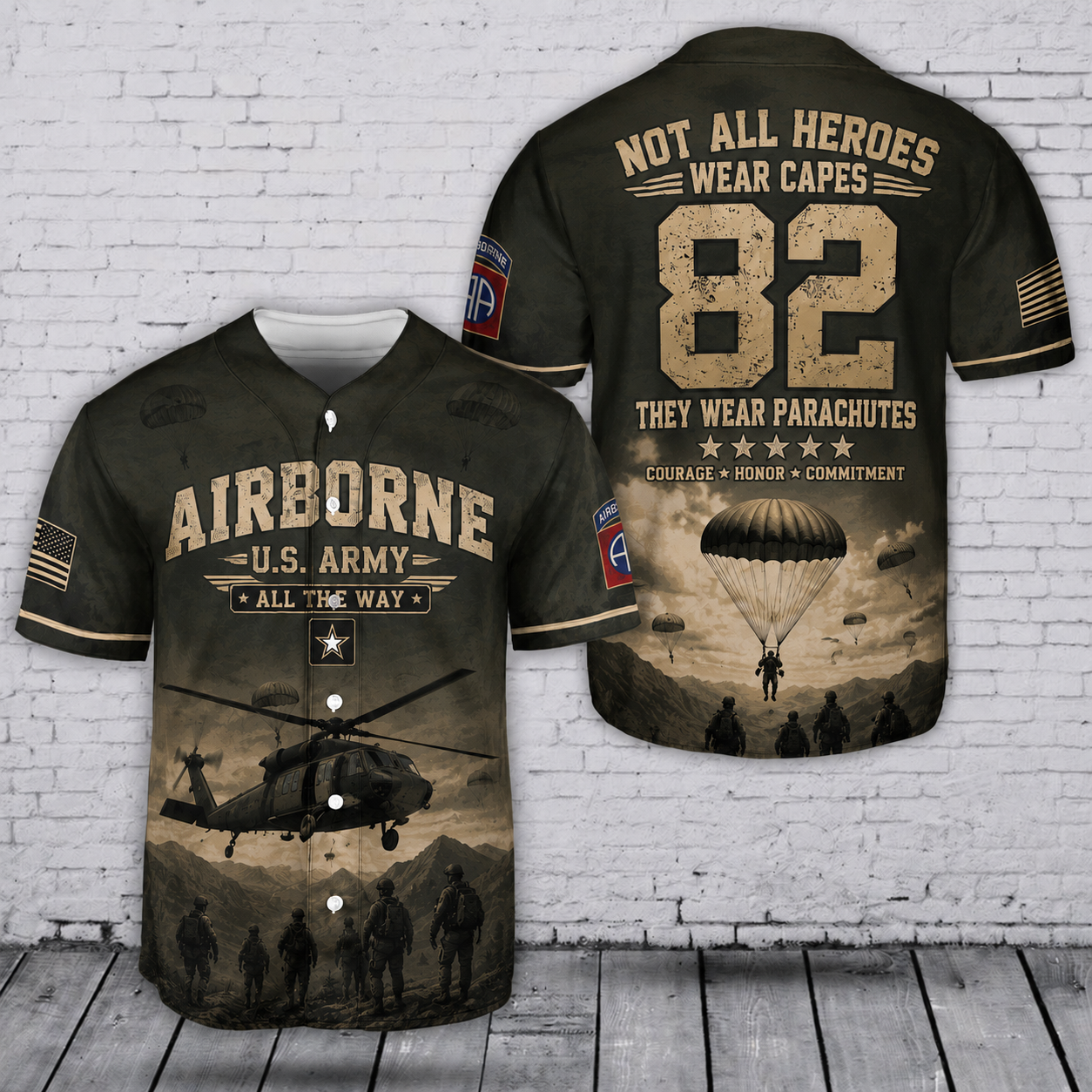 Custom Name U.S Army 82nd Airborne Division Baseball Jersey
