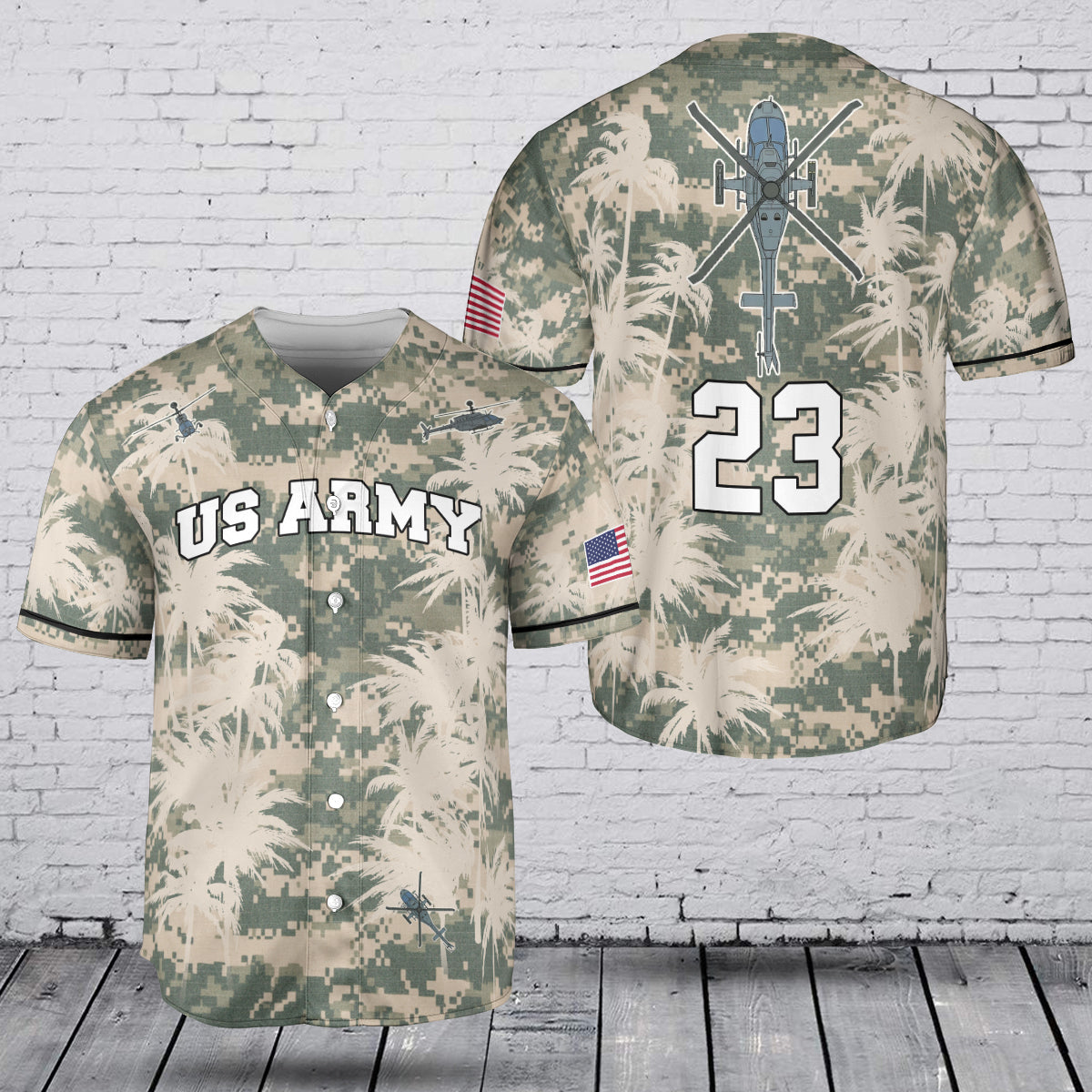 Custom Number US Army Bell OH-58 Kiowa Baseball Jersey
