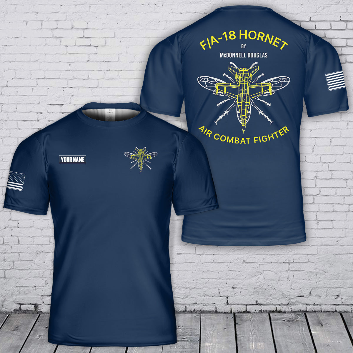 Custom Name US Navy F/A-18 Hornet 3D T-Shirt
