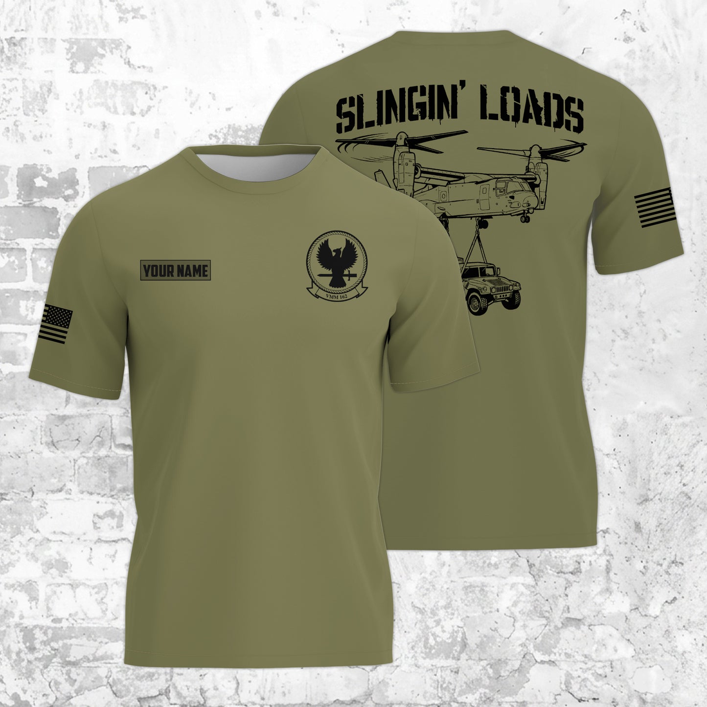 Custom Name US Military Sling Load Osprey 3D T-shirt