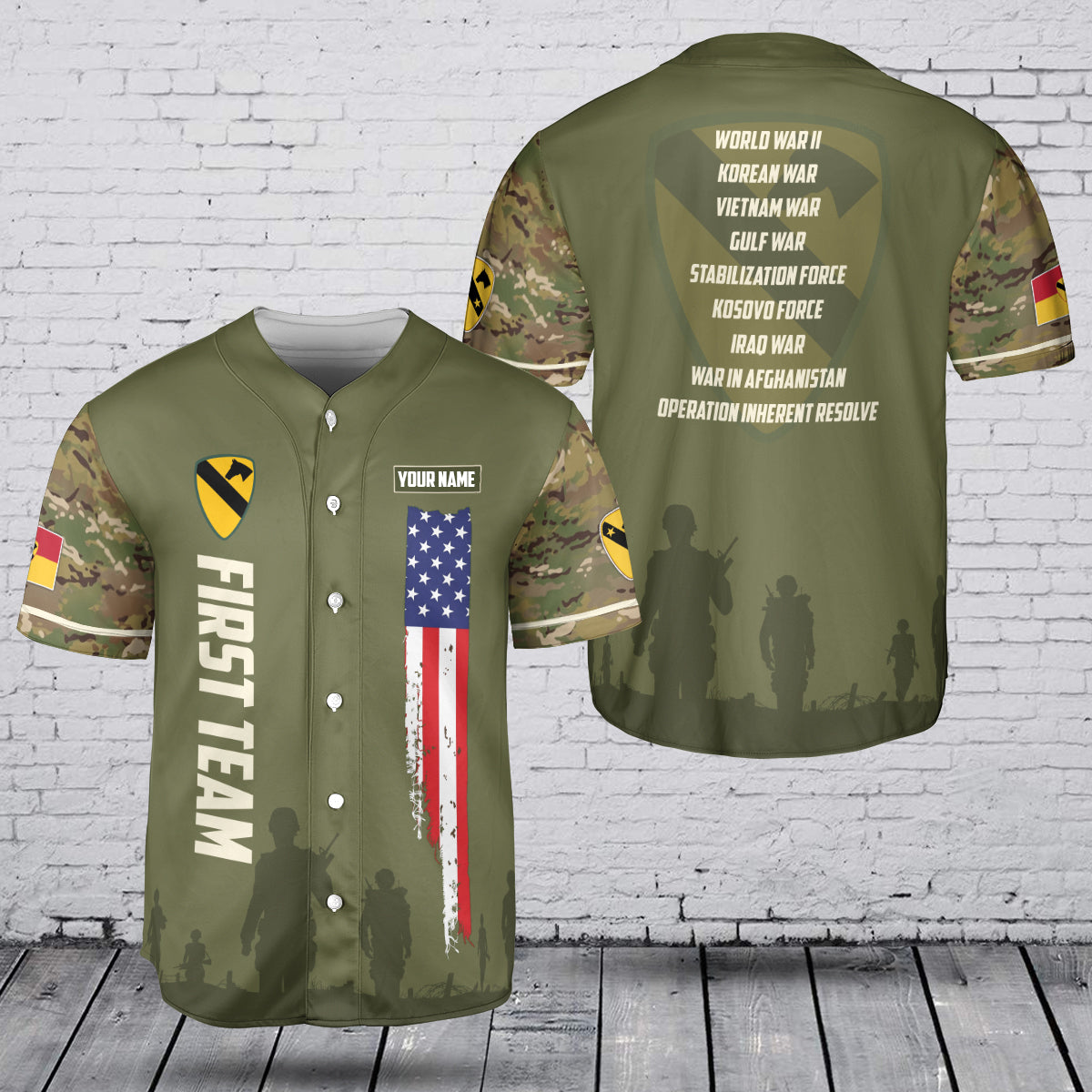 Custom Name 1st Cavalry Division (First Team) Baseball Jersey