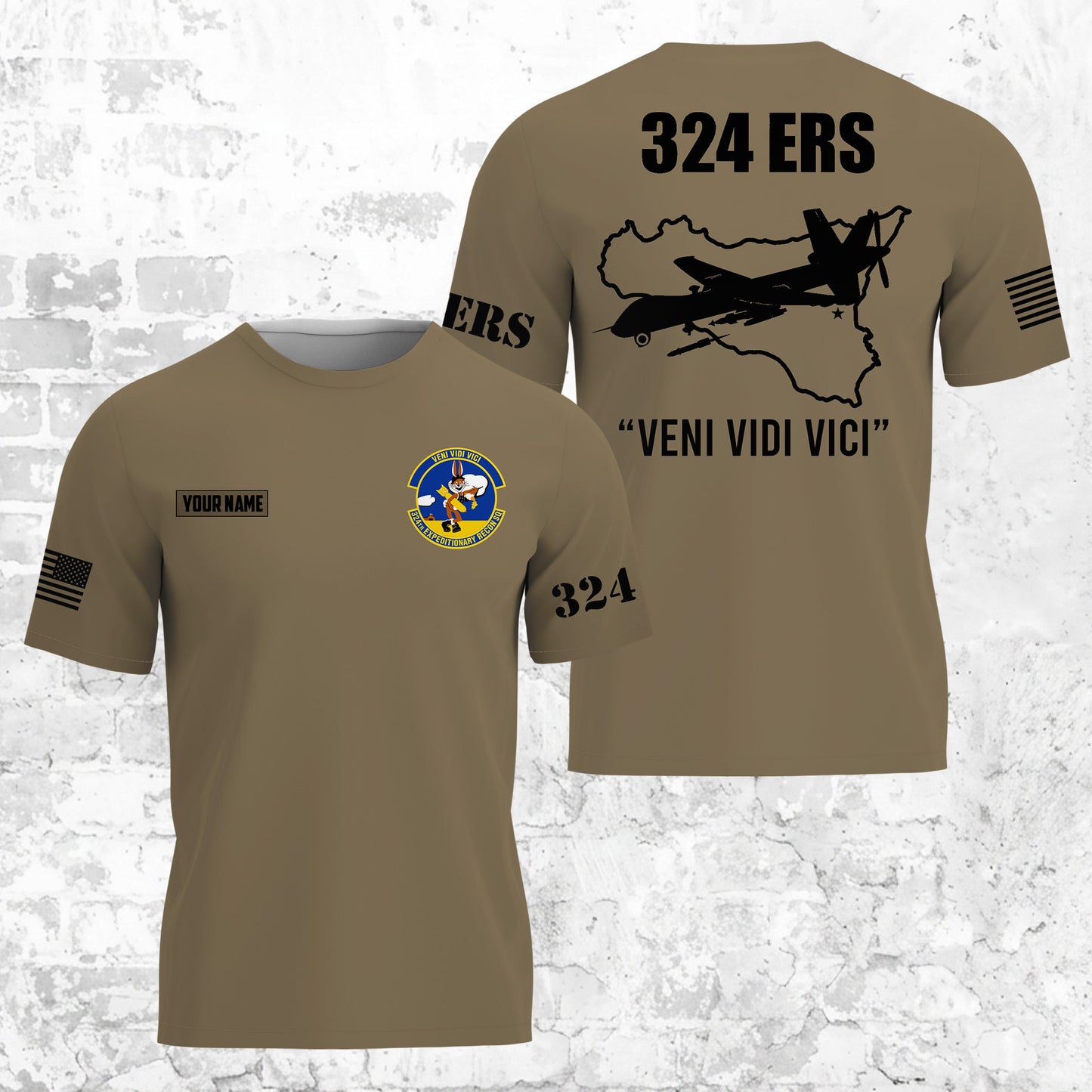 Custom Name 324th Expeditionary Reconnaissance Squadron (324 ERS) 3D T-shirt