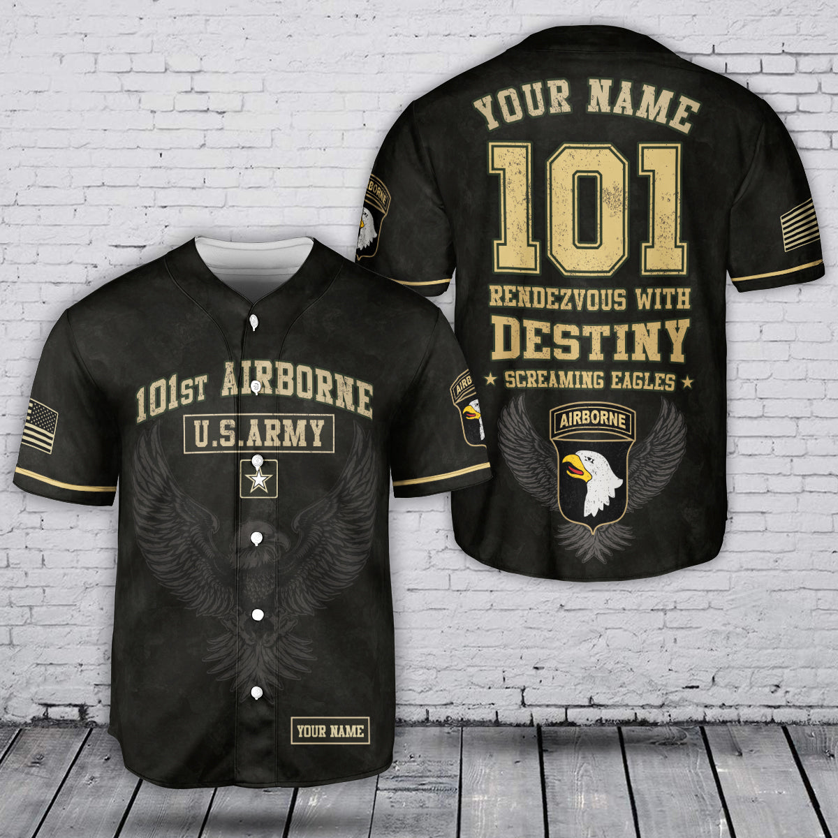 Custom Name & Number U.S Army 101st Airborne Division Baseball Jersey