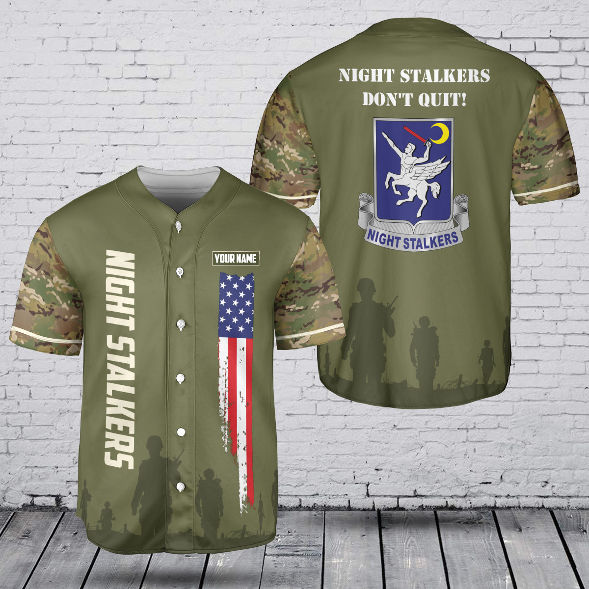 Custom Name 160th Special Operations Aviation Regiment (Night Stalkers) Baseball Jersey