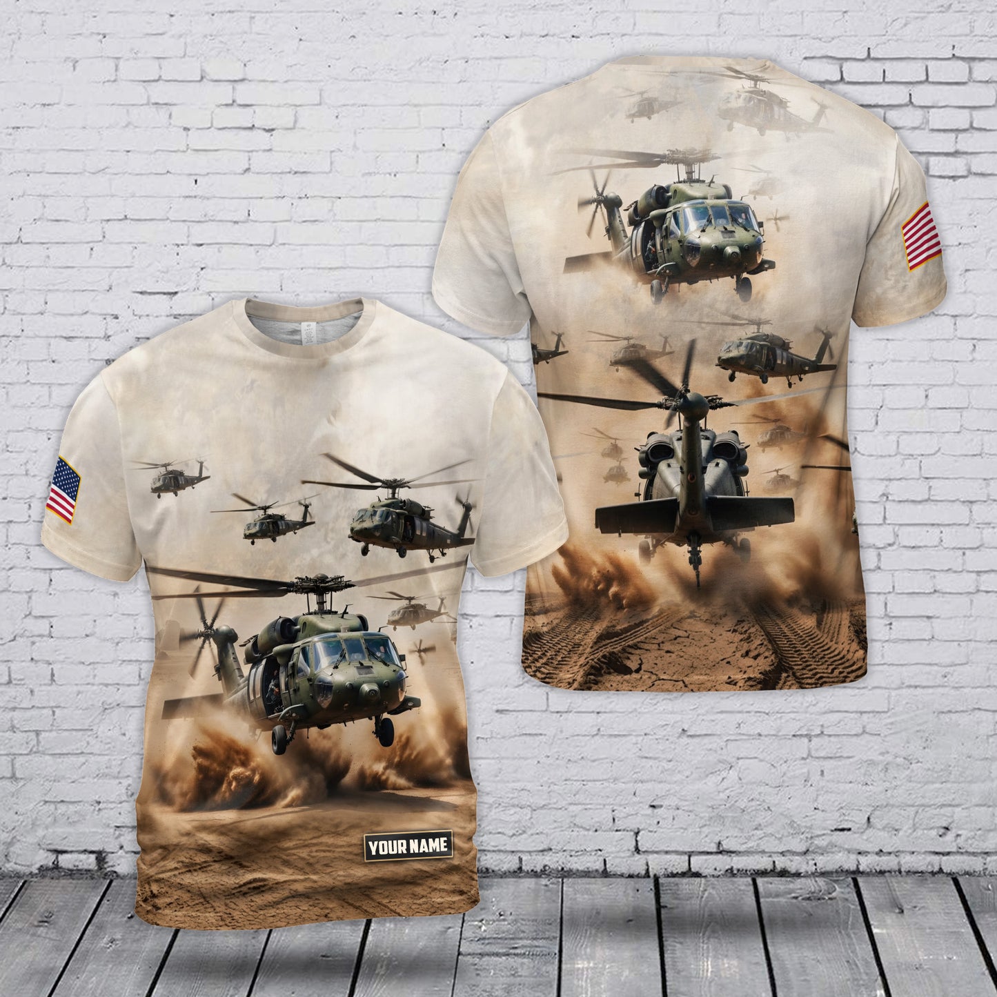 Custom Name U.S Army UH-60 Black Hawk 3D T-Shirt