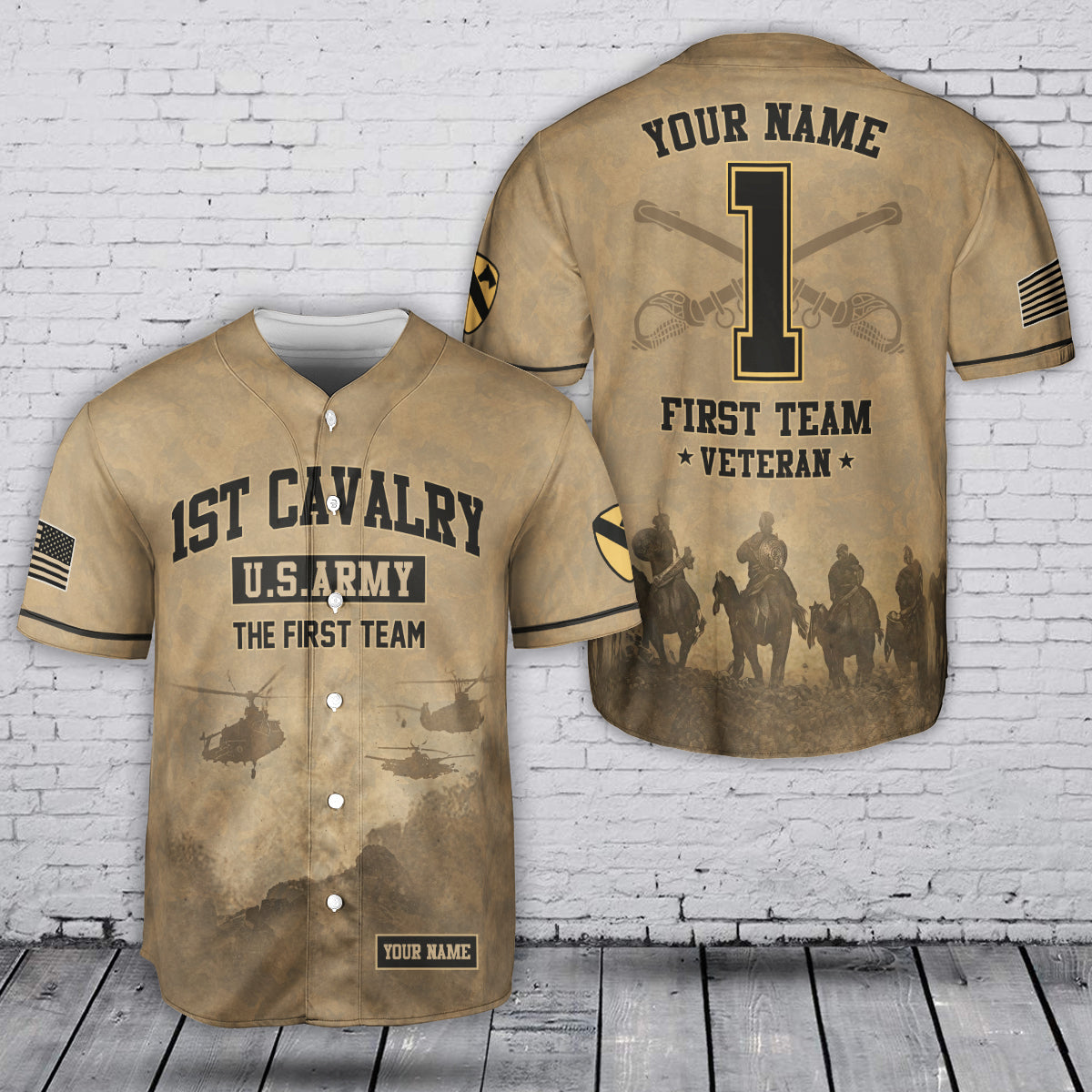 Custom Name & Number U.S Army 1st Cavalry Division Baseball Jersey