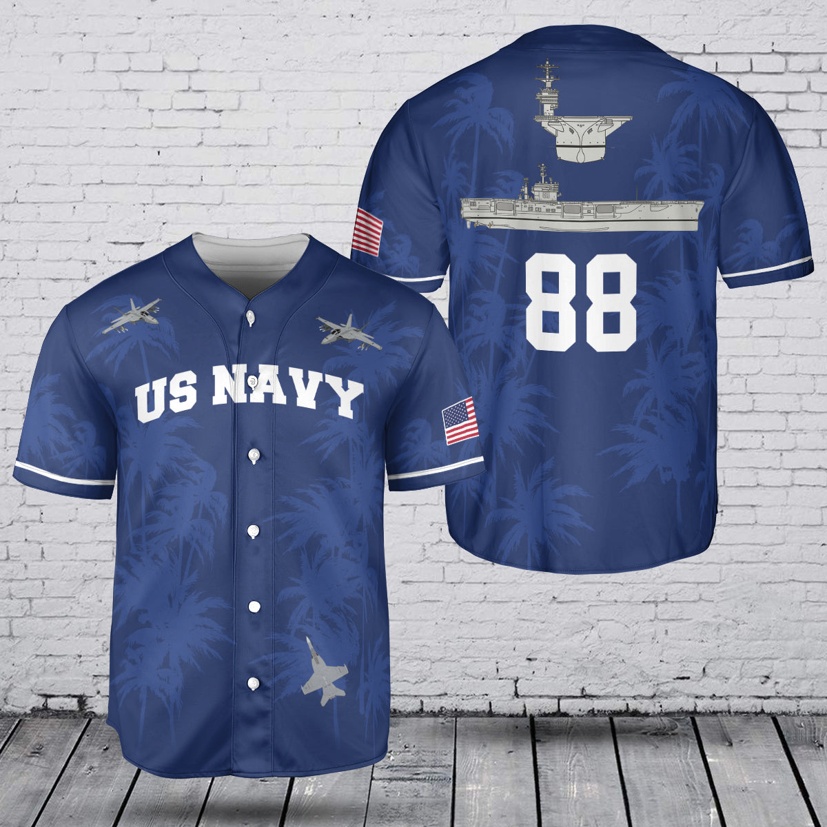 Custom Number U.S Navy USS Nimitz (CVN-68) - F/A-18E/F Super Hornet, EA-18G Growler Baseball Jersey