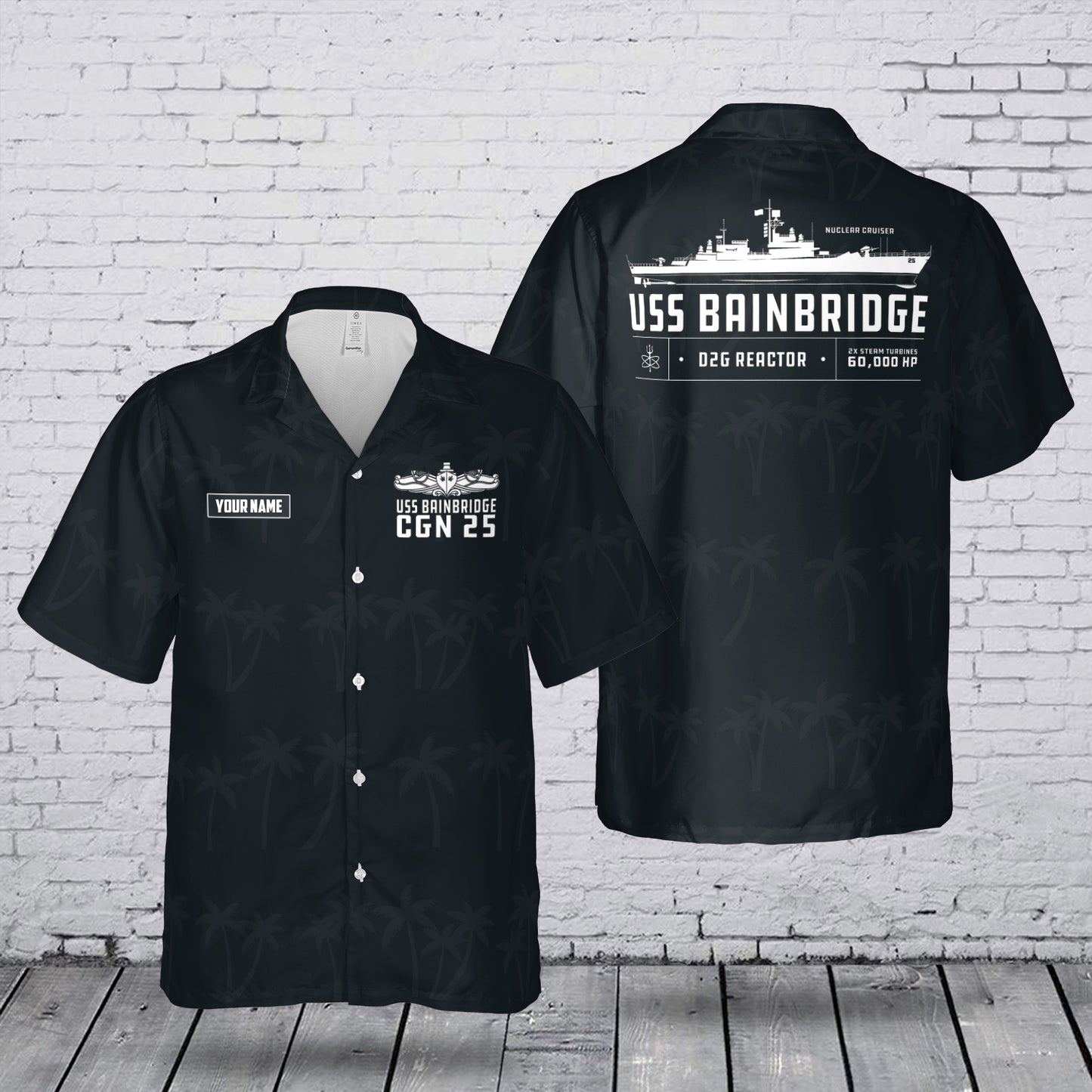 Custom Name USS Bainbridge (CGN-25) Hawaiian Shirt