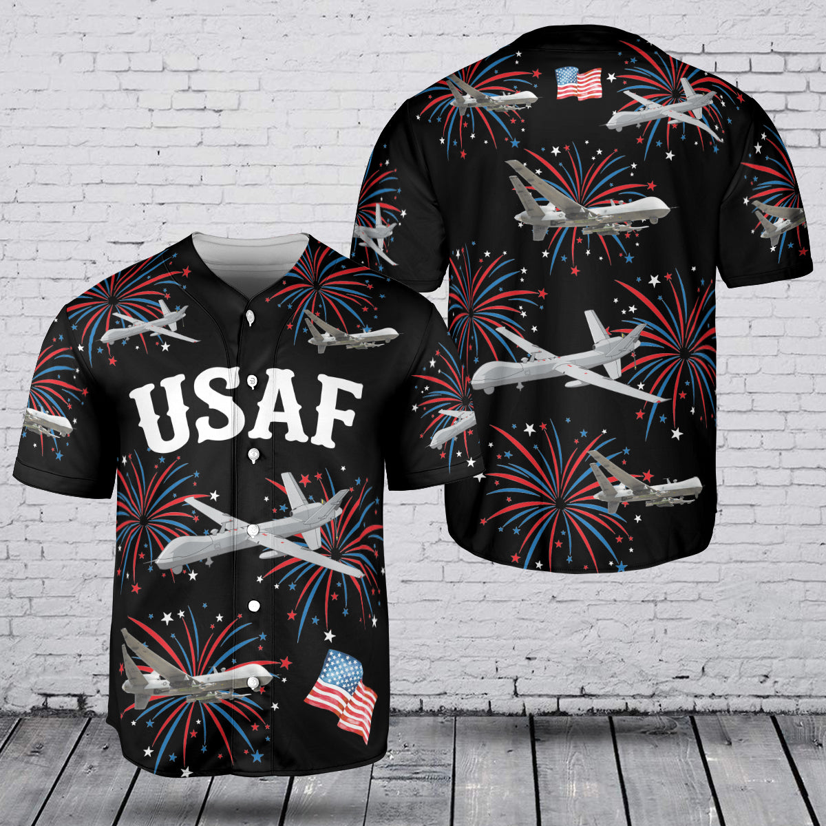 USAF MQ-9 Reaper 250th Anniversary, 4th of July Baseball Jersey