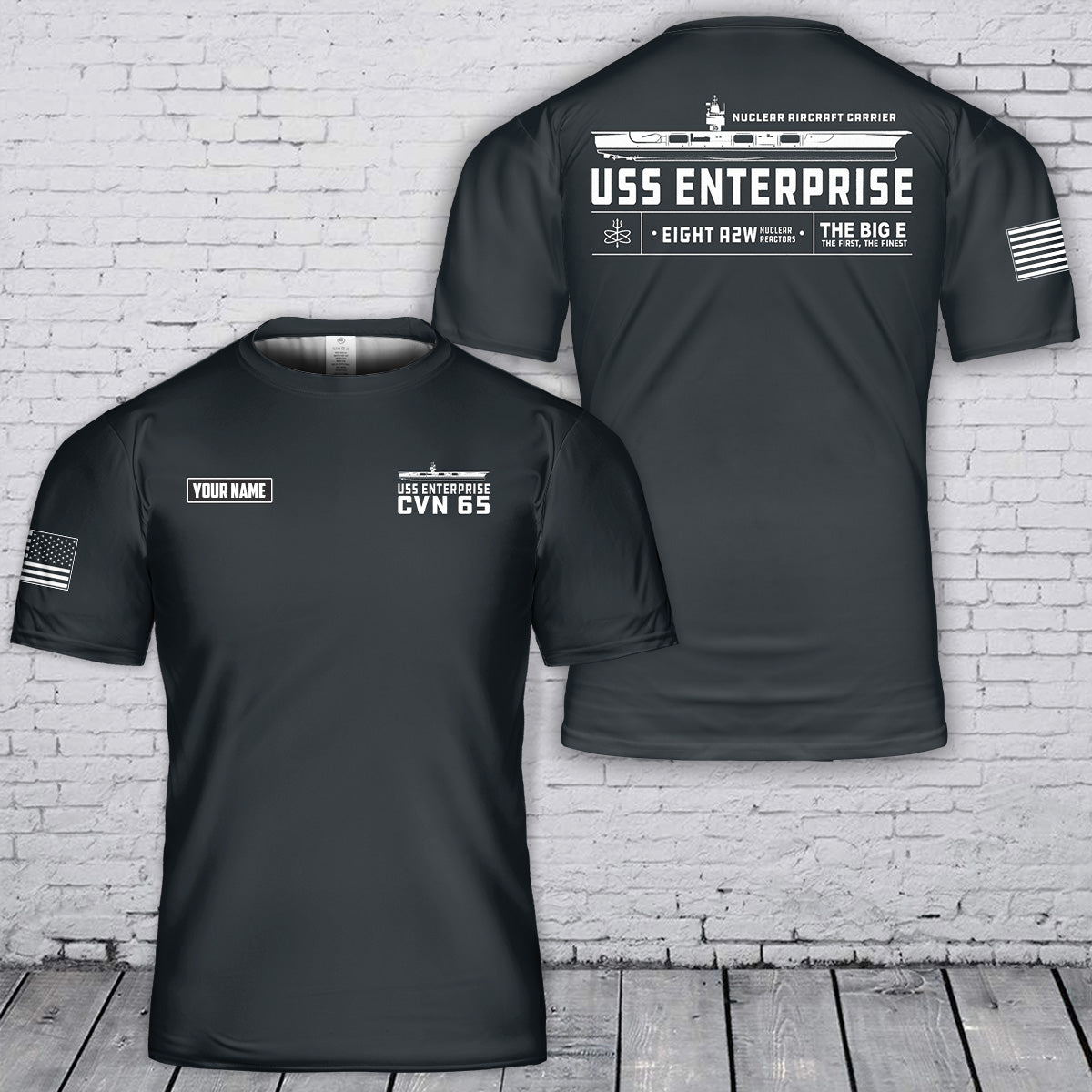 Custom Name USS Enterprise Nuclear Powered Aircraft Carrier (CVN-65) 3D T Shirt