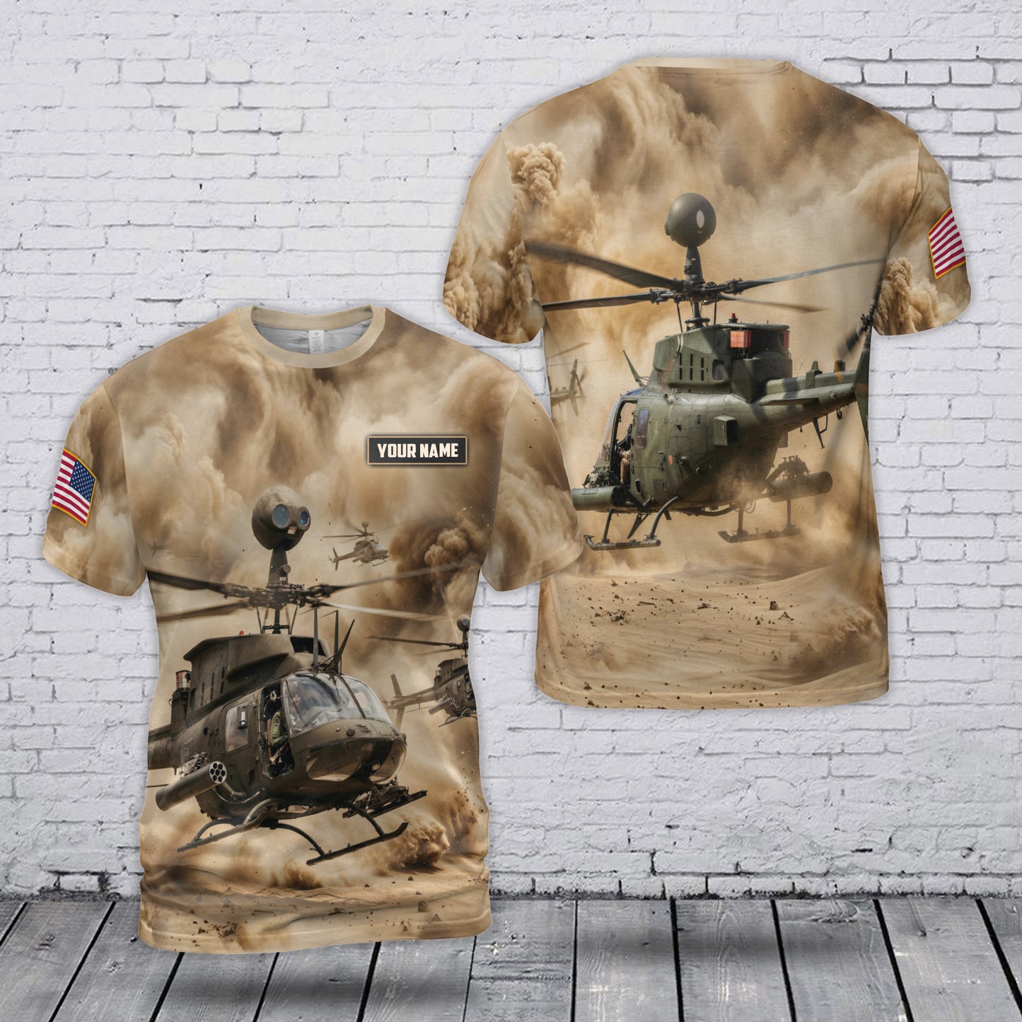 Custom Name U.S Army OH-58 Kiowa 3D T-Shirt