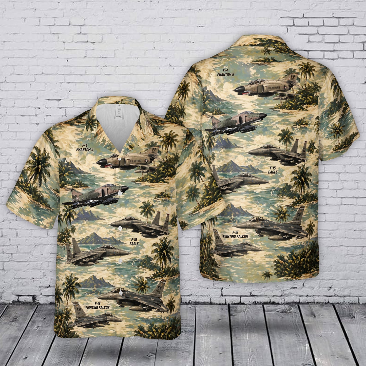 USAF F-4 Phantom II F-15 Eagle F-16 Fighting Falcon Hawaiian Shirt
