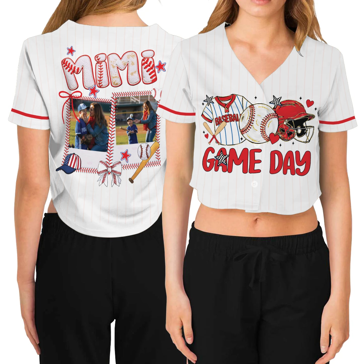 Custom Baseball Mom Gameday Crop Top Baseball Jersey